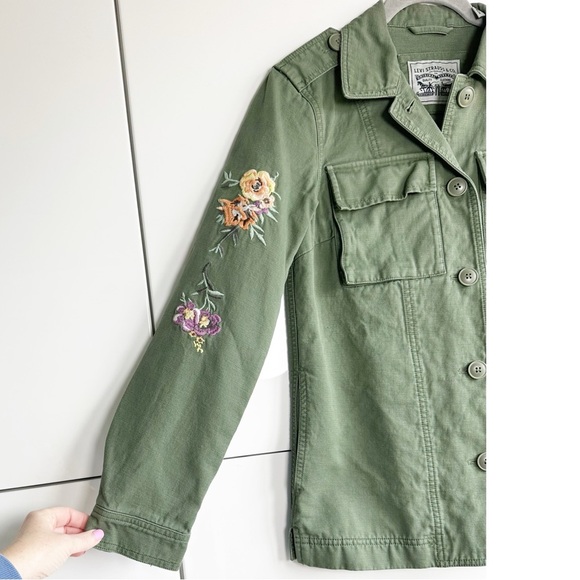 Levi Strauss & Co. Embroidered Military Jacket Shacket Army Green Size XS - Picture 4 of 11